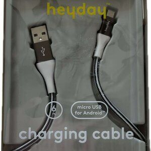 New Black & White Heyday Micro-USB for Android 6ft. Lightning Charging Cable